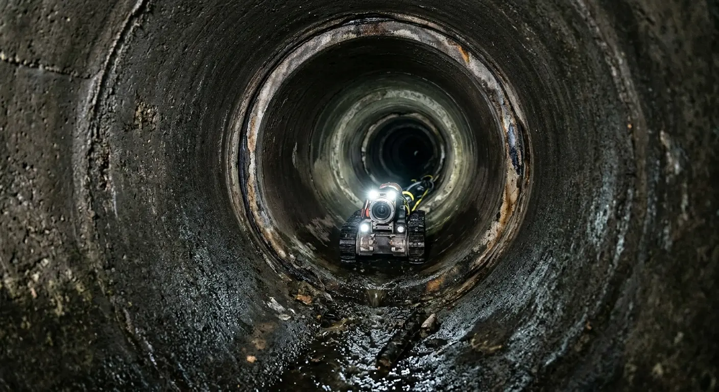Robotic sewer camera inspecting pipe interior for Sewer Line Repair in South Charleston